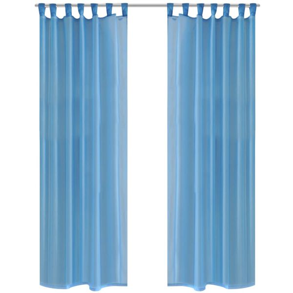 vidaXL シアーカーテン 2枚組 ターコイズ色 140x 175 cm