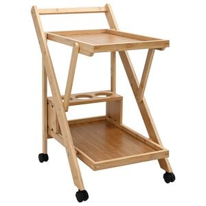 vidaXL 車輪付きキッチントロリー ライトブラウン 65 x 40.5 x 76.5 cm 竹