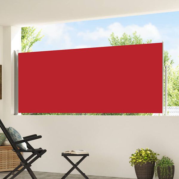 vidaXL パティオ用 引き込み式サイドオーニング 120x500cm レッド
