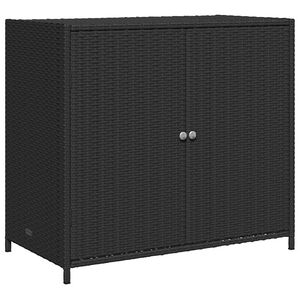 vidaXL 庭用収納キャビネット 83x45x76 cm ポリラタン製 ブラック
