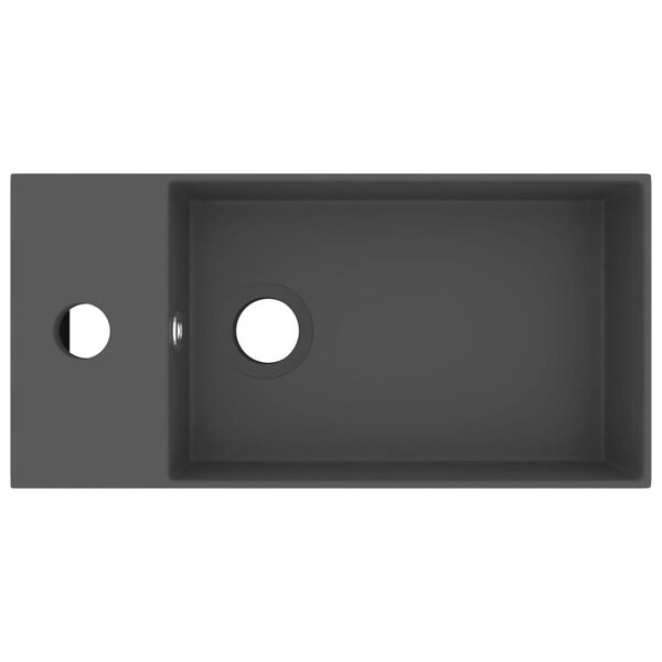 vidaXL バスルーム用 洗面ボウル オーバーフロー付き セラミック製 ダークグレー