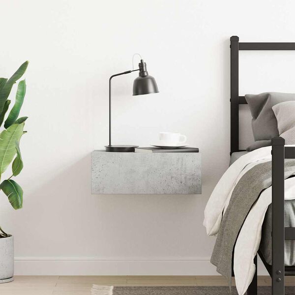 vidaXL 壁面取付型ナイトテーブル コンクリートグレー 40x30x15cm エンジニアリングウッド