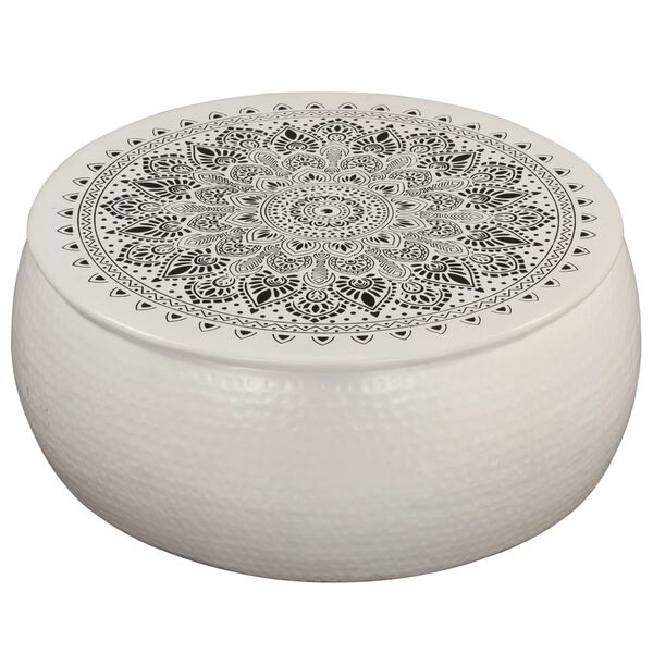 vidaXL コーヒーテーブル 槌目仕上げのアルミ 70x30cm ホワイト