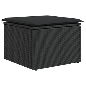 vidaXL ガーデンスツール クッション付き ブラック 55x55x37 cm ポリラタン