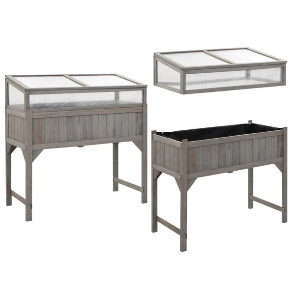 vidaXL 温室付きレイズドガーデンベッド 120x54x120cm　モミ材