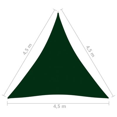 vidaXL サンシェードセイル 4,5x4,5x4,5m 三角形 オックスフォード生地 ダークグリーン