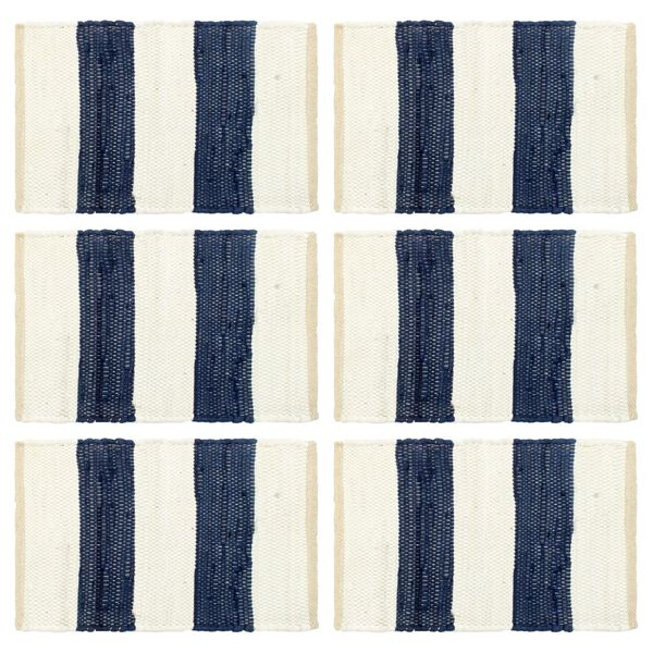 vidaXL ランチョンマット 6枚セット チンディ ストライプ ブルー＆ホワイト 30x45cm