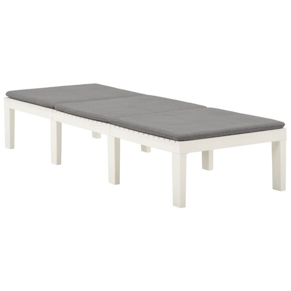 vidaXL サンラウンジャー クッション付き プラスチック製 ホワイト