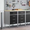 vidaXL 作業キャビネット 引き出し付き 2 pcs 黒とグレー 100 x 55 x 85 cm エンジニアードウッドとスチール