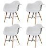 vidaXL ダイニングチェア 4点セット プラスチック＆ブナ材 ホワイト