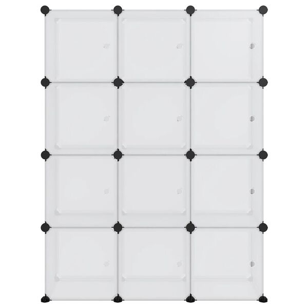 vidaXL 収納キューブオーガナイザー 12個のキューブとドア付き 透明PP