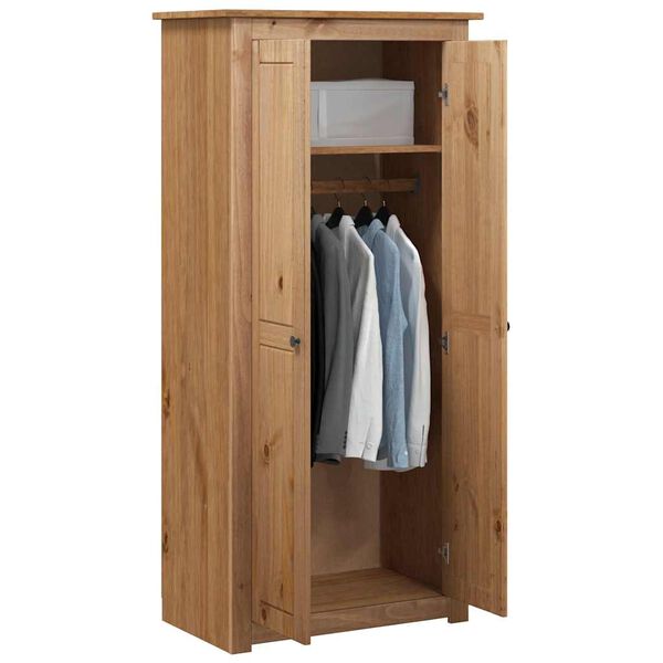 vidaXL 洋服ダンス 80x50x171.5cm パイン無垢材 パナマシリーズ