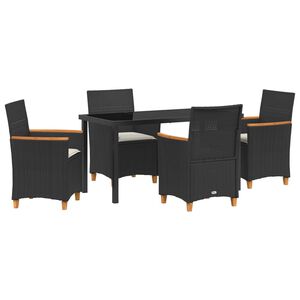 vidaXL ガーデンダイニングセット 5 pcs ブラック ポリラタン