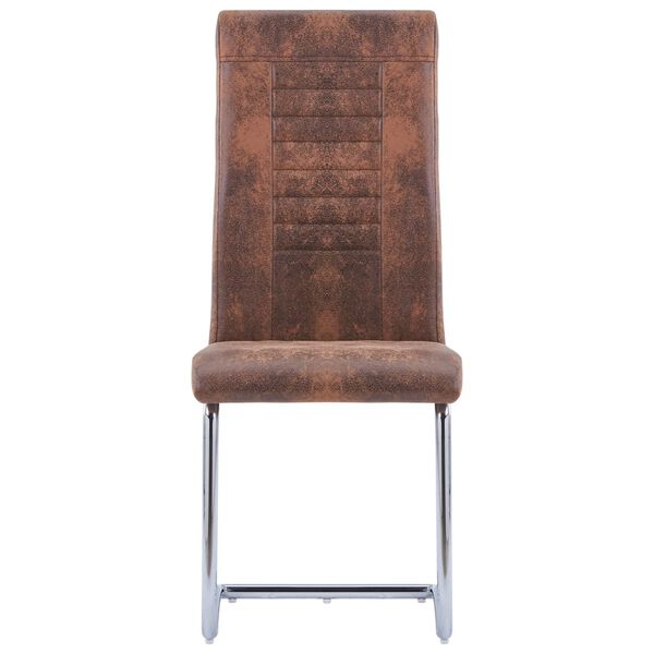 vidaXL カンチレバーダイニングチェア 4点 ブラウン スエード調 合成皮革製