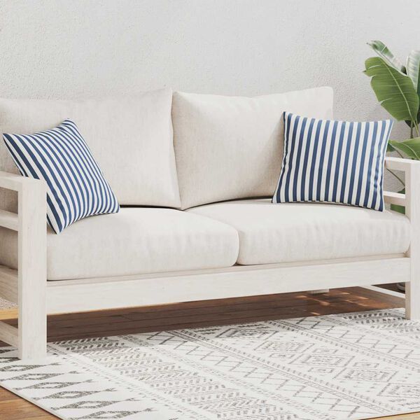 vidaXL 屋外ピロー 4点 ストライプ柄 45x45cm ネイビー