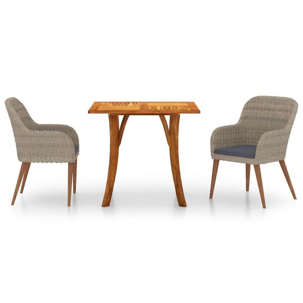 vidaXL ガーデンダイニング3点セット ブラウン