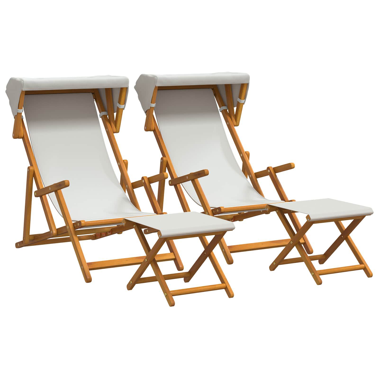 vidaXL デッキチェア 4 pcs 3 ポジション ソリッドユーカリウッド