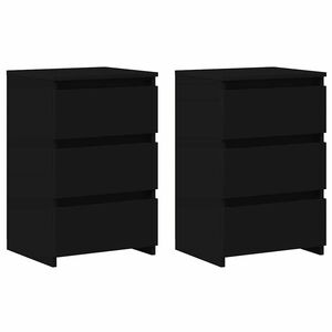 vidaXL ベッドキャビネット 2点 ブラック 40x35x62.5 cm エンジニアリングウッド
