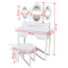vidaXL 化粧台 スツール＆鏡3枚付き ホワイト