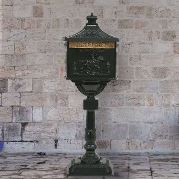 vidaXL 1脚型 郵便ポスト アルミ製 ヴィンテージスタイル 防錆性 グリーン