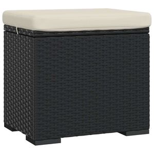 vidaXL クッション付きガーデンフットスツール 40 x 30 x 40 cm 1席あたり110kg ブラック ポリラタン
