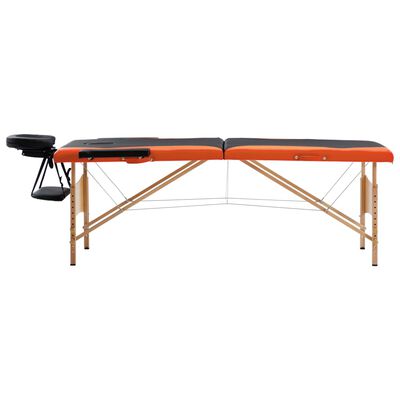 vidaXL 折りたたみ式マッサージテーブル 二つ折り 木製 ブラック＆オレンジ