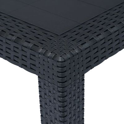 vidaXL ガーデンテーブル アントラシート 220x90x72cm プラスチック製 ラタン風