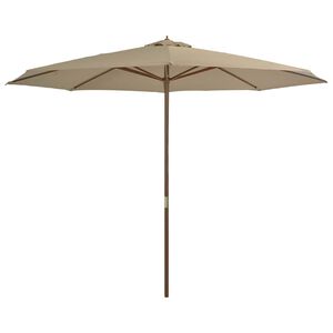 vidaXL 屋外用パラソル 木製ポール付き 350 cm トープ (灰褐色)