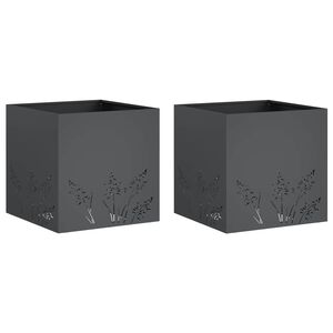 vidaXL ガーデンプランター 2 個 アンスラサイト 50 x 50 x 49 cm 冷間圧延鋼