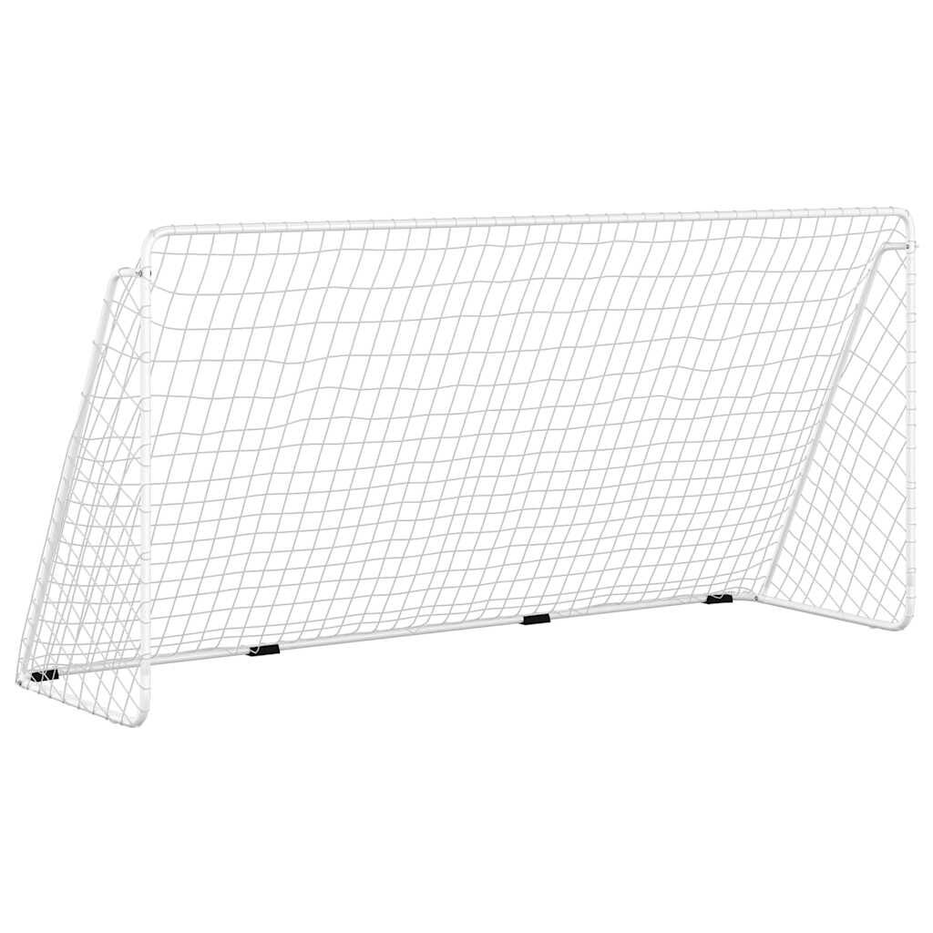 vidaXL サッカーゴール ネット付き ホワイト 366x122x182cm スチール