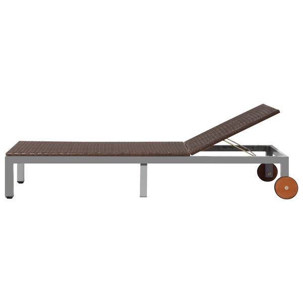 vidaXL サンラウンジャー ホイール付 ポリラタン製 ブラウン