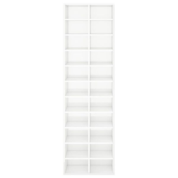 vidaXL シューズキャビネット ハイグロスホワイト 54x34x183cm パーティクルボード