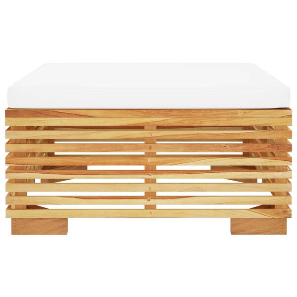 vidaXL ガーデンコーナーソファ クリームクッション付 チーク無垢材