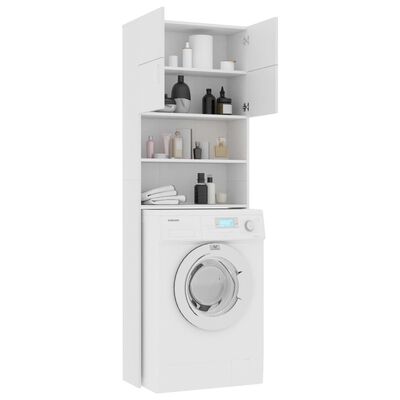 vidaXL 洗濯機棚 白色 64x25.5x190cm パーティクルボード