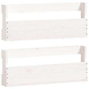vidaXL 壁掛けシューズラック 2個 ホワイト 59x9x23 cm 無垢材 パイン材