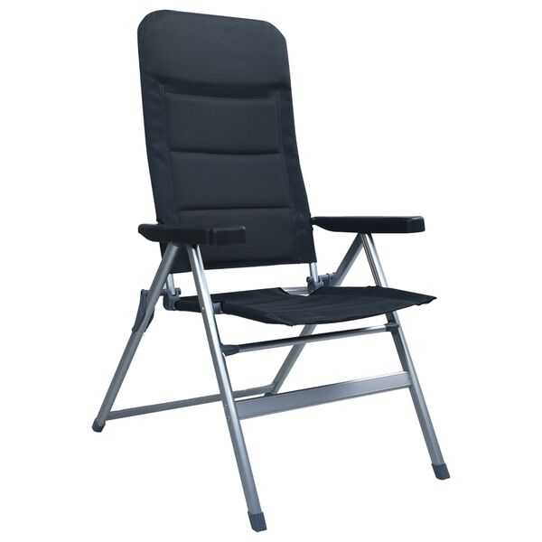 vidaXL リクライニングガーデンチェア ２点 アルミ ブラック