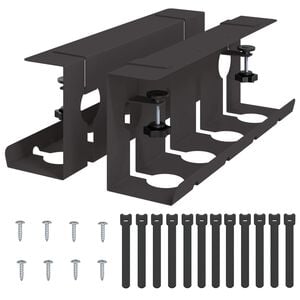vidaXL デスク下ケーブル管理トレイ 2 点 ブラック 43 x 10 x 15 cm スチール クランプマウント, スクリューマウント