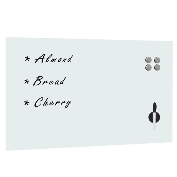 vidaXL 壁掛け用 マグネットホワイトボード ガラス 100x60cm