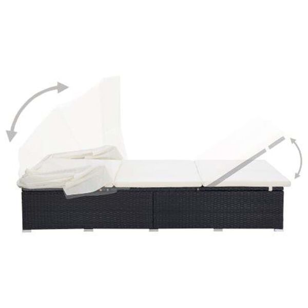 vidaXL 2人掛けサンベッド クッション付き ポリラタン製 ブラック