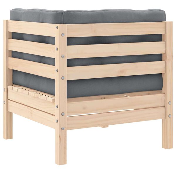 vidaXL 2人掛けガーデンソファ グレークッション付き パイン無垢材