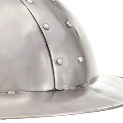 vidaXL 中世の騎士用 ヘルメット アンティークレプリカ ライブRPG用 (LARP) シルバー スチール製