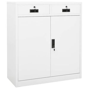 vidaXL オフィスキャビネット ホワイト 90x40x102cm スチール