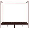 vidaXL ベッドフレーム キャノピー付き ダークブラウン パイン無垢材 120x200cm