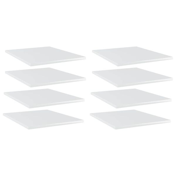 vidaXL 本棚ボード 8点 ハイグロスホワイト 40x50x1.5cm エンジニアリングウッド