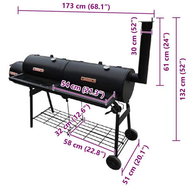 vidaXL スモーカー BBQ ネバダ XL ブラック