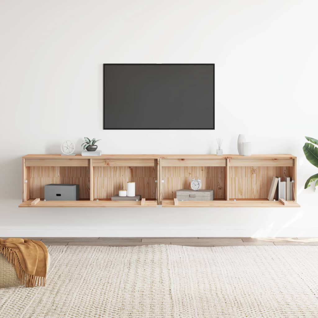 vidaXL ウォールキャビネット 2点 100x30x35 cm パイン無垢材 | vidaXL.jp