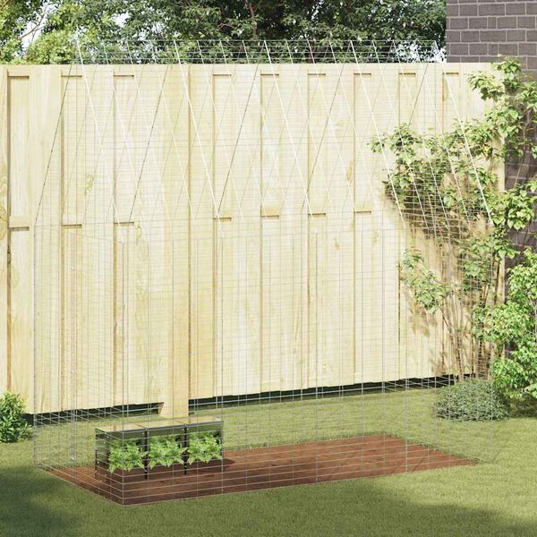 vidaXL ウサギケージ シルバー 400 x 100 x 210 cm 亜鉛めっき鋼