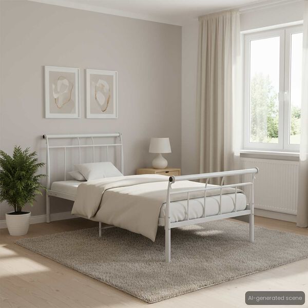 vidaXL ベッドフレーム ホワイト 金属製 100x200cm