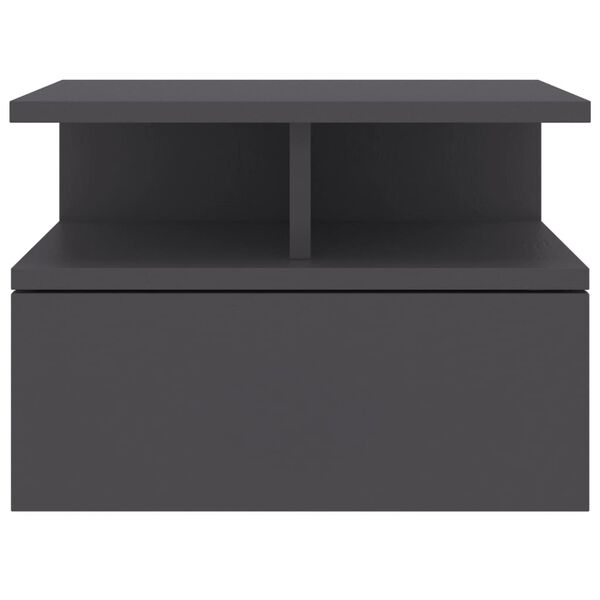 vidaXL 壁面取付型ナイトチェスト 2点 グレー 40x31x27cm エンジニアリングウッド