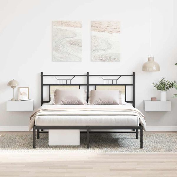 vidaXL 壁面取付型ナイトチェスト 2個 ハイグロスホワイト 40x30x15cm パーティクルボード